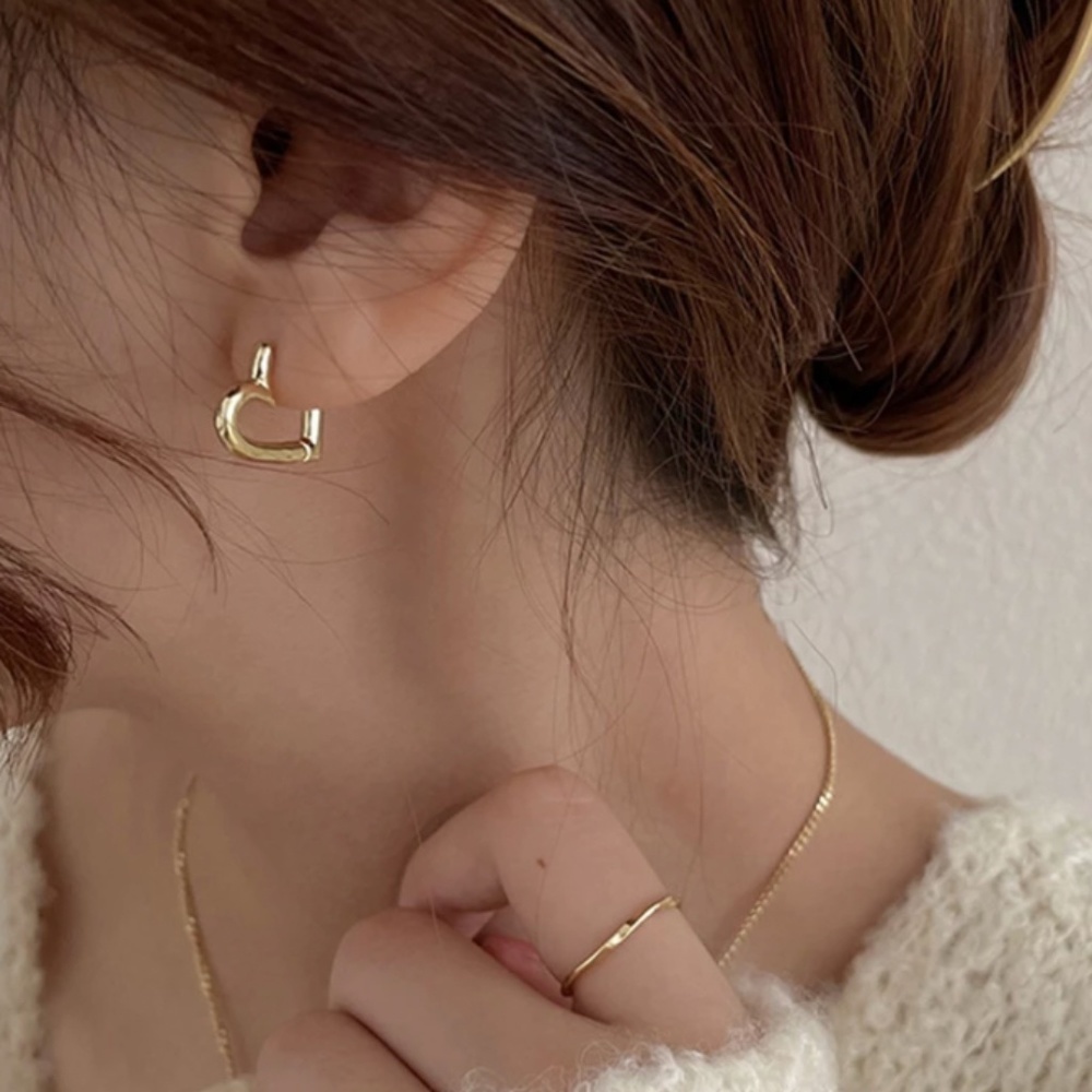 Sterling Silver Gold Heart Shaped Hoop Earrings